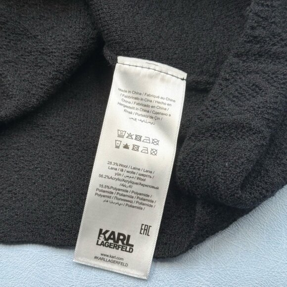 🆕 KARL LAGERFELD 🧿 NWT Classic Long Sleeve Button Up Jacquard Mini Dress, Sz M - Picture 16 of 16